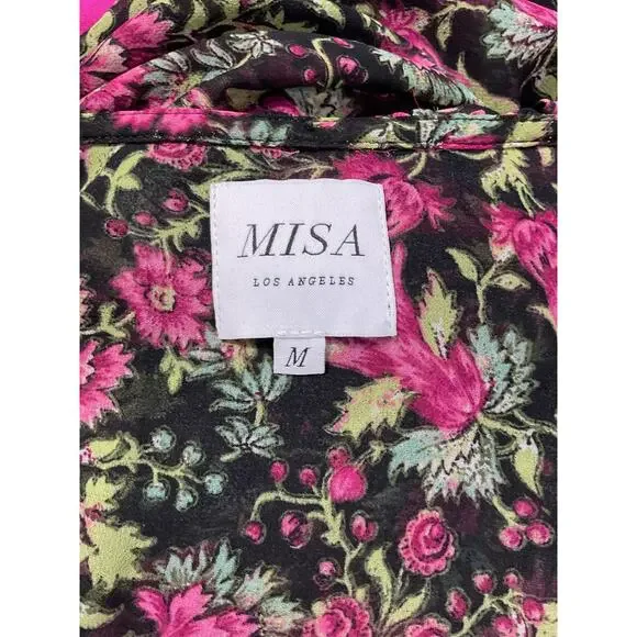 Misa Los Angeles Ruffled Flora Fuchsia Kidada Dress Size M
